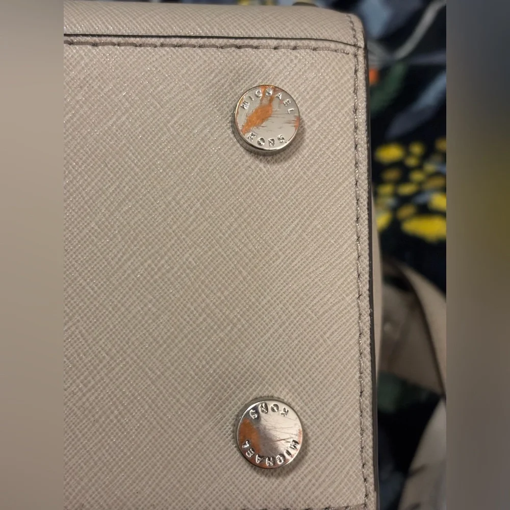 Michael Kors Gray/Very light Pink Studded Satchel